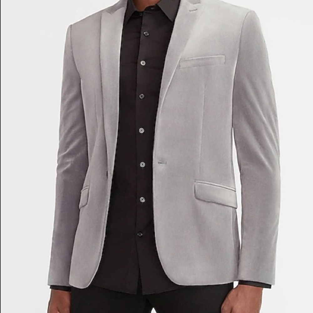 Express Slim Gray Velvet Mens Tuxedo Jacket 44R